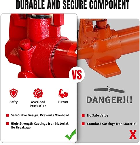 Miniatura 3 de Torin - Cilindro hidráulico portátil de color rojo, kit de reparación estructural para automóvil con funda móvil, capacidad para 10 toneladas