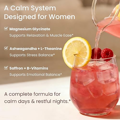Miniatura 4 de Suplemento súper cortisol para mujeres, mezcla de bebida en polvo de magnesio calmante con ashwagandha, azafrán, L teanina, vitamina D3, relajación