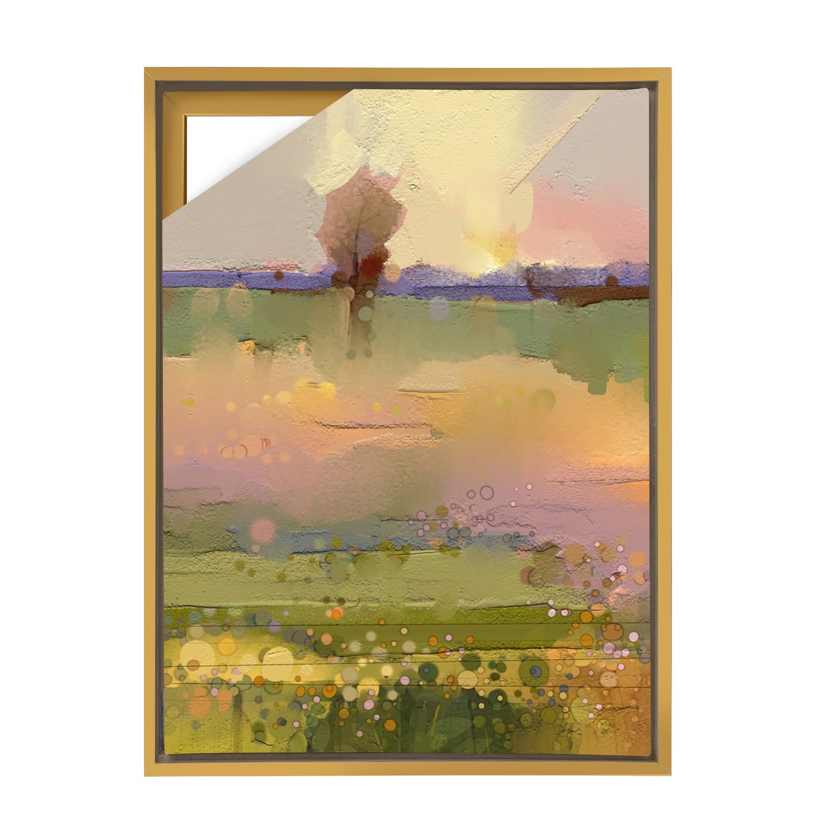 YCBTREE Canvas Frame 50x70cm, MDF Floating Frame for Stretched Canvas No Glass No Back Panel Wall Art Frame for Oil Paintings & Artwork (Gold, 40×60cm)