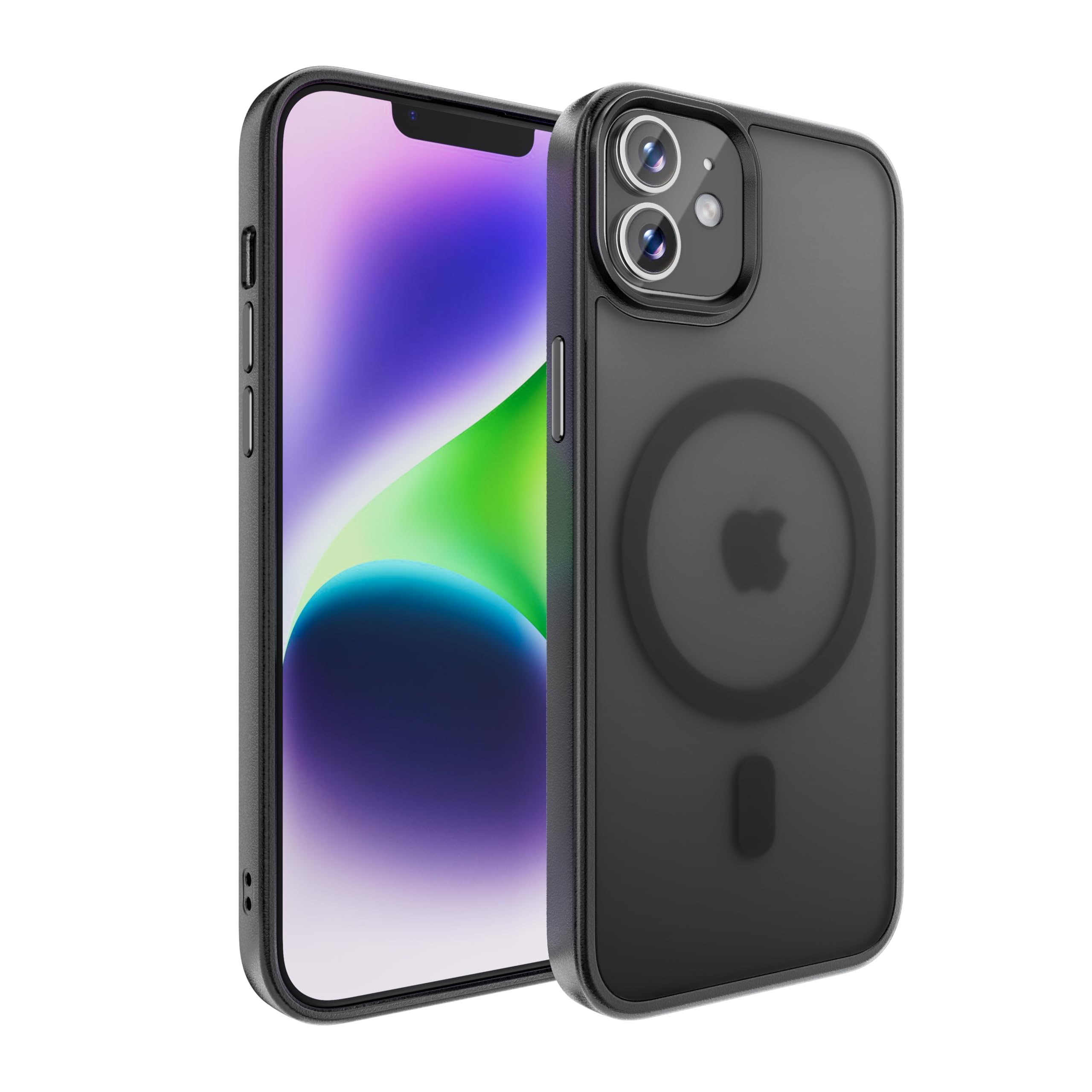 tigratigro Cover Magnetica per iPhone 11 6.1 Pollici, Compatibile con MagSafe, Custodia Traslucida Opaca Posteriore Sottile Antiurto Protettiva Case, Protezione Antiurto di Grado Militare, Nero