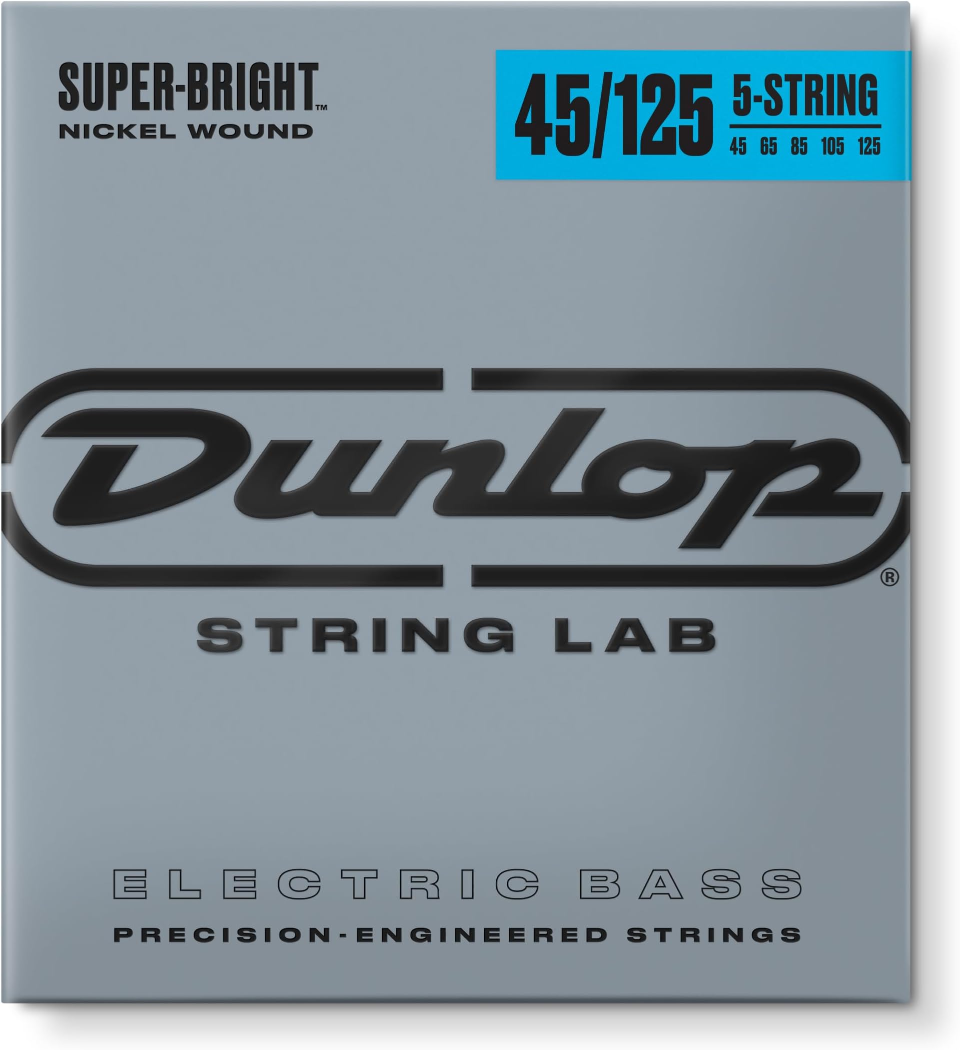 Dunlop DBSBN45125 Super Bright Bass Strings, Nickel Wound, Medium.045-.125, 5 Strings/Set