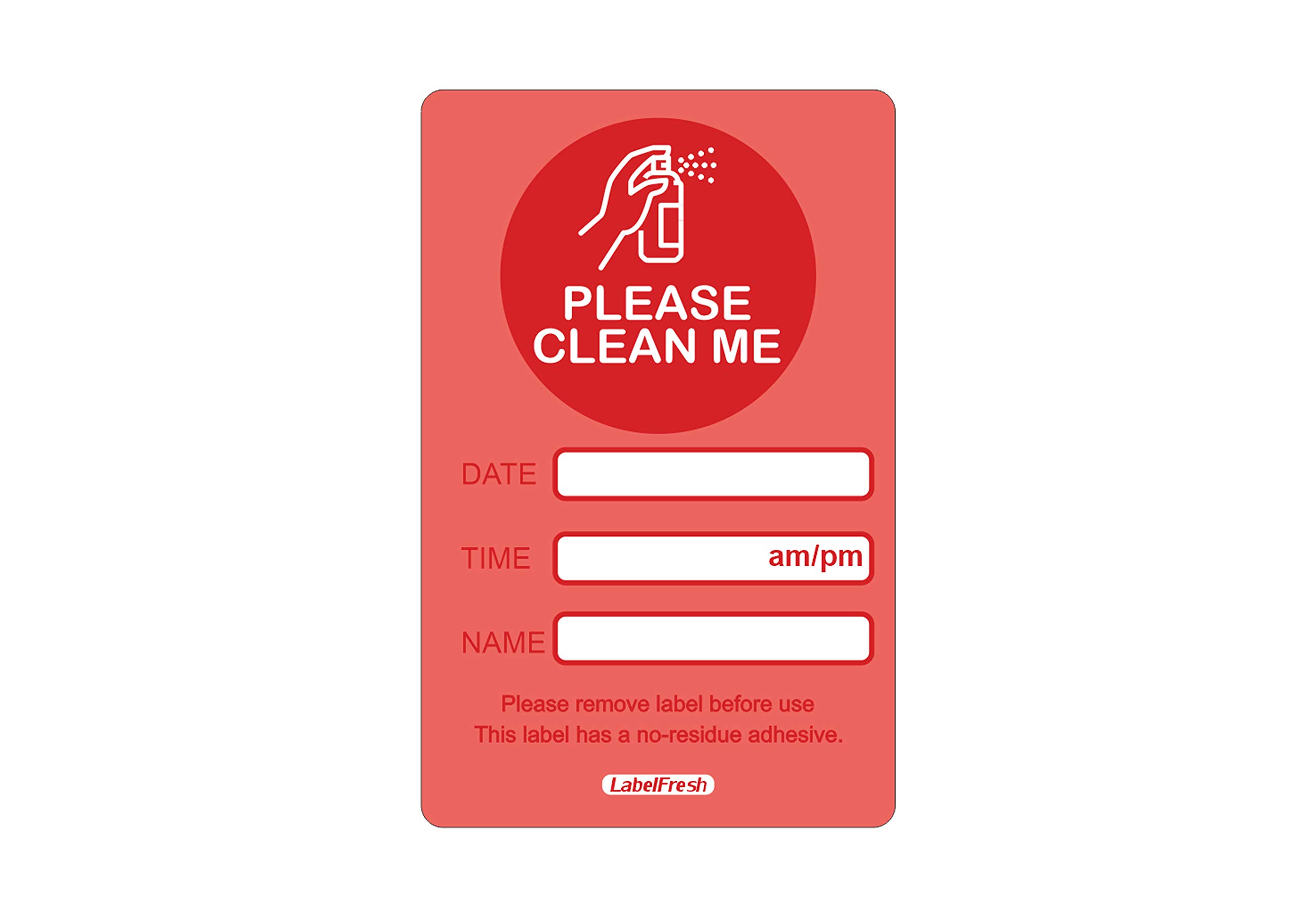 LabelFresh Please Clean Me Labels 500 per roll Red Removable Labels Cleaning Stickers Sanitation Hygiene Procedure