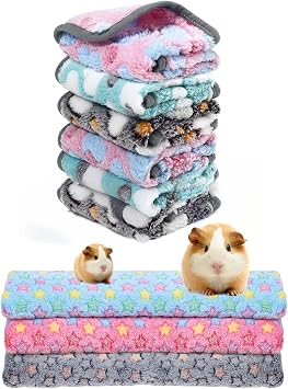 Ninnyi 9 Pcs Guinea Pig Fleece Cage Liner, Reusable Washable Absorbent Guinea Pig Accessories for Cage Hamster Ferret Hedgehog Chinchilla Liners