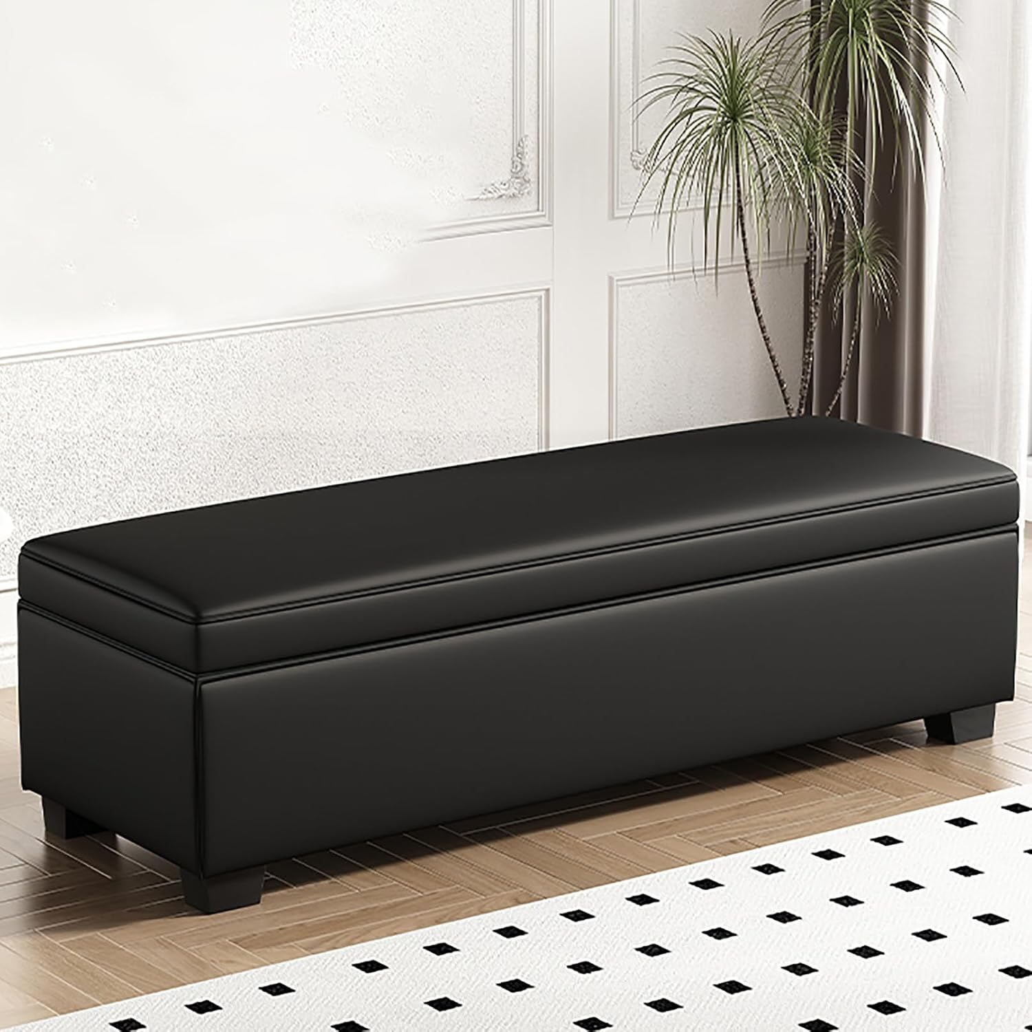 Benches Garden Bench Outdoor Patio Seating Backless Park Chair Lawn Path Slatted Seats,Black Storage Ottoman Bench Upholstered Seating with Large Storage Space Perfect for Bedroom & Living R