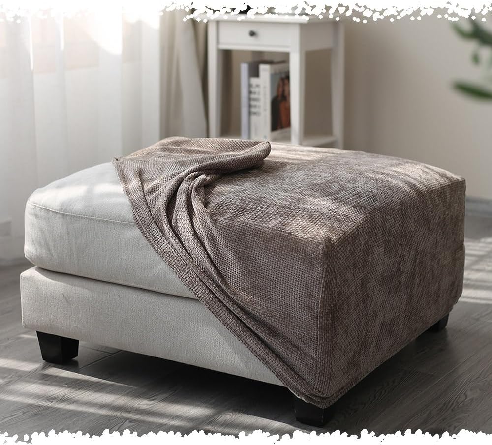 Ottoman Cover Waterproof Storage Ottoman Slipcover Square Furniture Protector Soft Ottoman Cover Washable Cover with Elastic Bottom(Green,81-100cm)