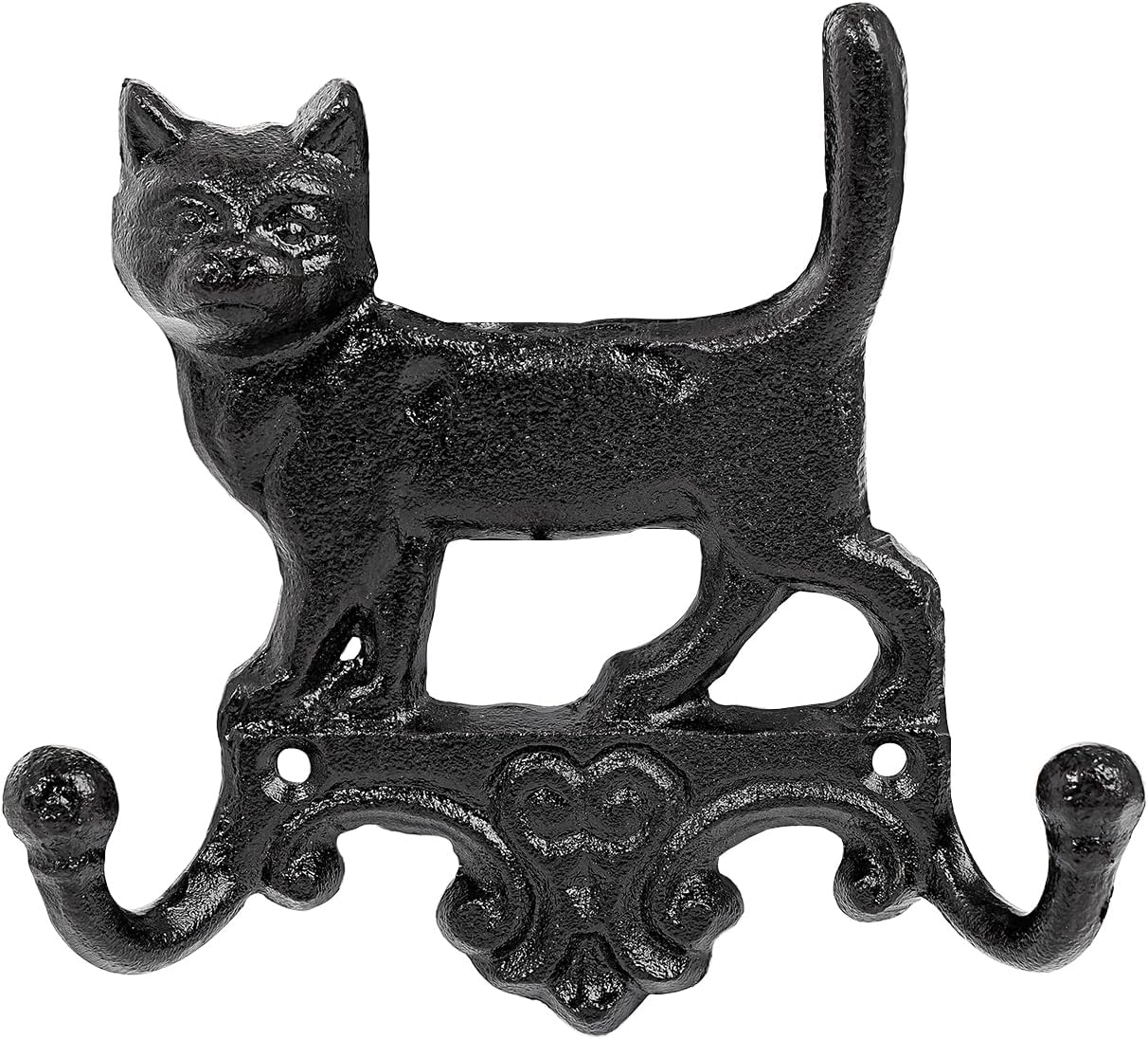 Sungmor Cast Iron Vintage Cat Wall Hooks, Decorative Wall Mounted Coat Hooks, Rustic Heavy Duty Double Hooks Cute Animal Key Hangers for Dog Leashes, Towels, Hats