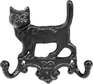 Sungmor Cast Iron Vintage Cat Wall Hooks, Decorative Wall Mounted Coat H...