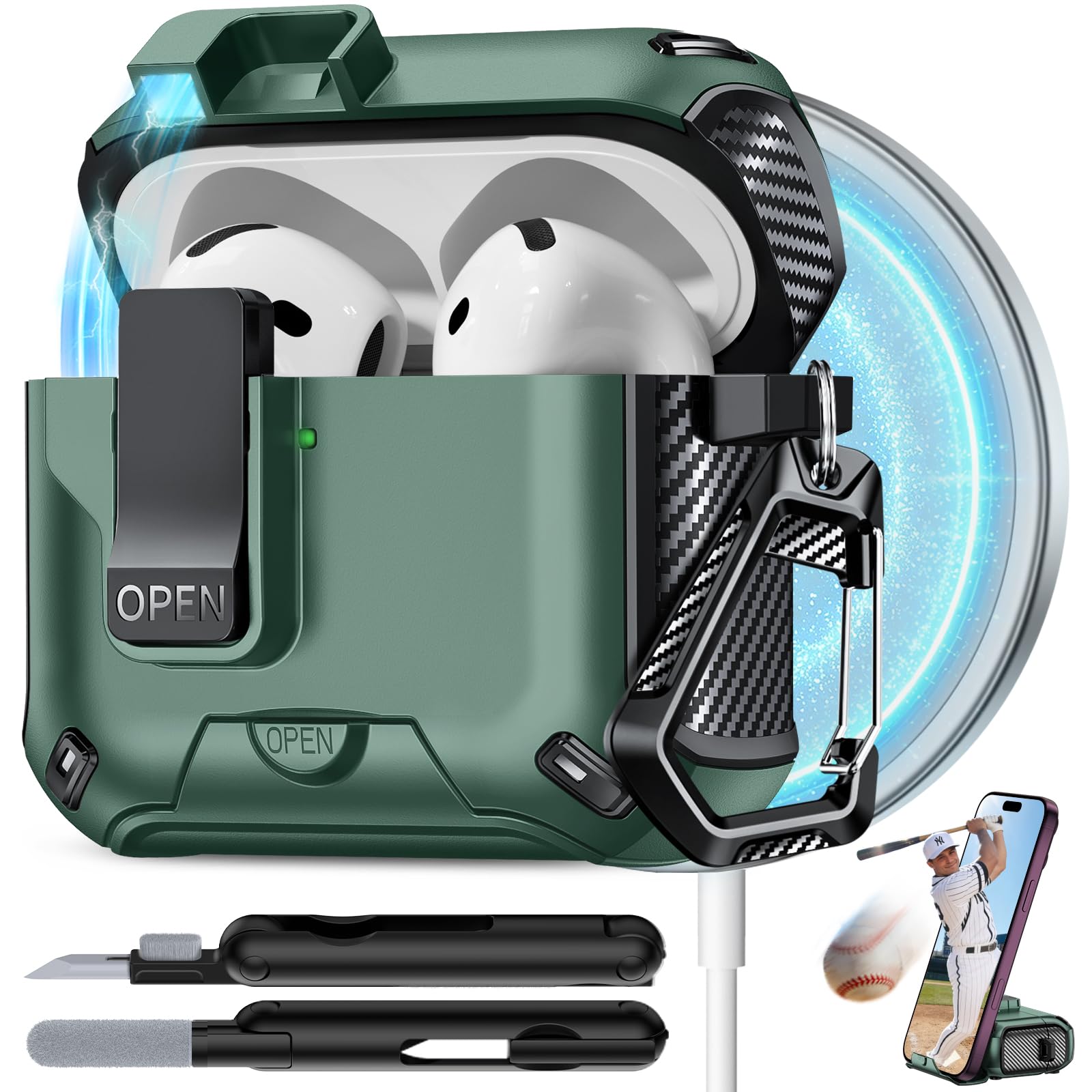 for AirPods 4 Case with Lock (Light Green)