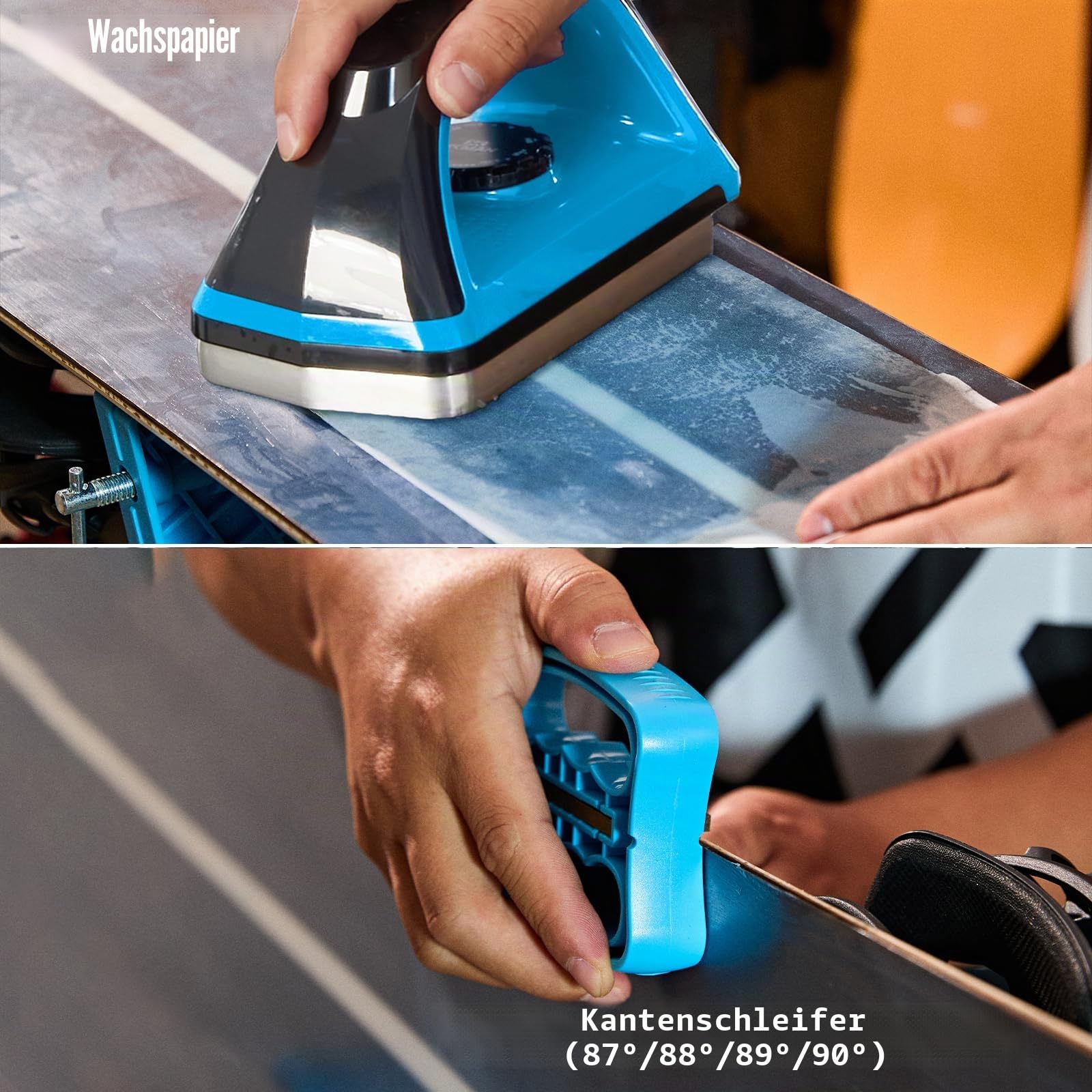 XCMAN Komplettes Ski Snowboard Tuning Wachs-Kit mit Wachseisen, Wachs, Mehrwinkel-Basiskanten-Tuner, Ptex-Basisreparatur, Wachspapier, Gummistein für Ski Snowboard Kanten-Tuning