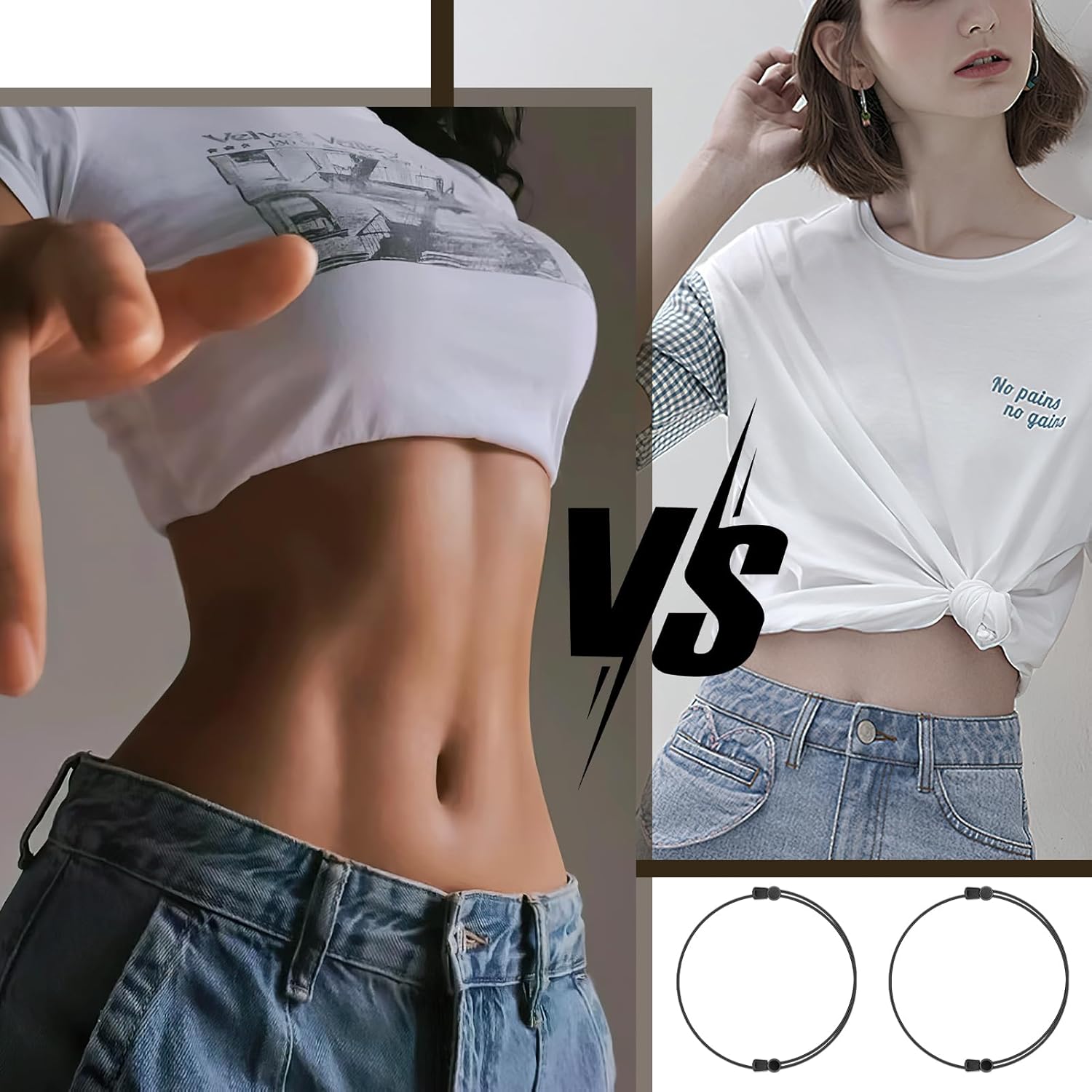 9 Pcs Crop Tuck Band Women,Elastic Shirt Tuck Band Women with Ties Clips and Straightening Clothing Rope,Adjustable Crop Top Bands Waist,for Womens Tucking Shirts Sweater Clothing Use - Image 5