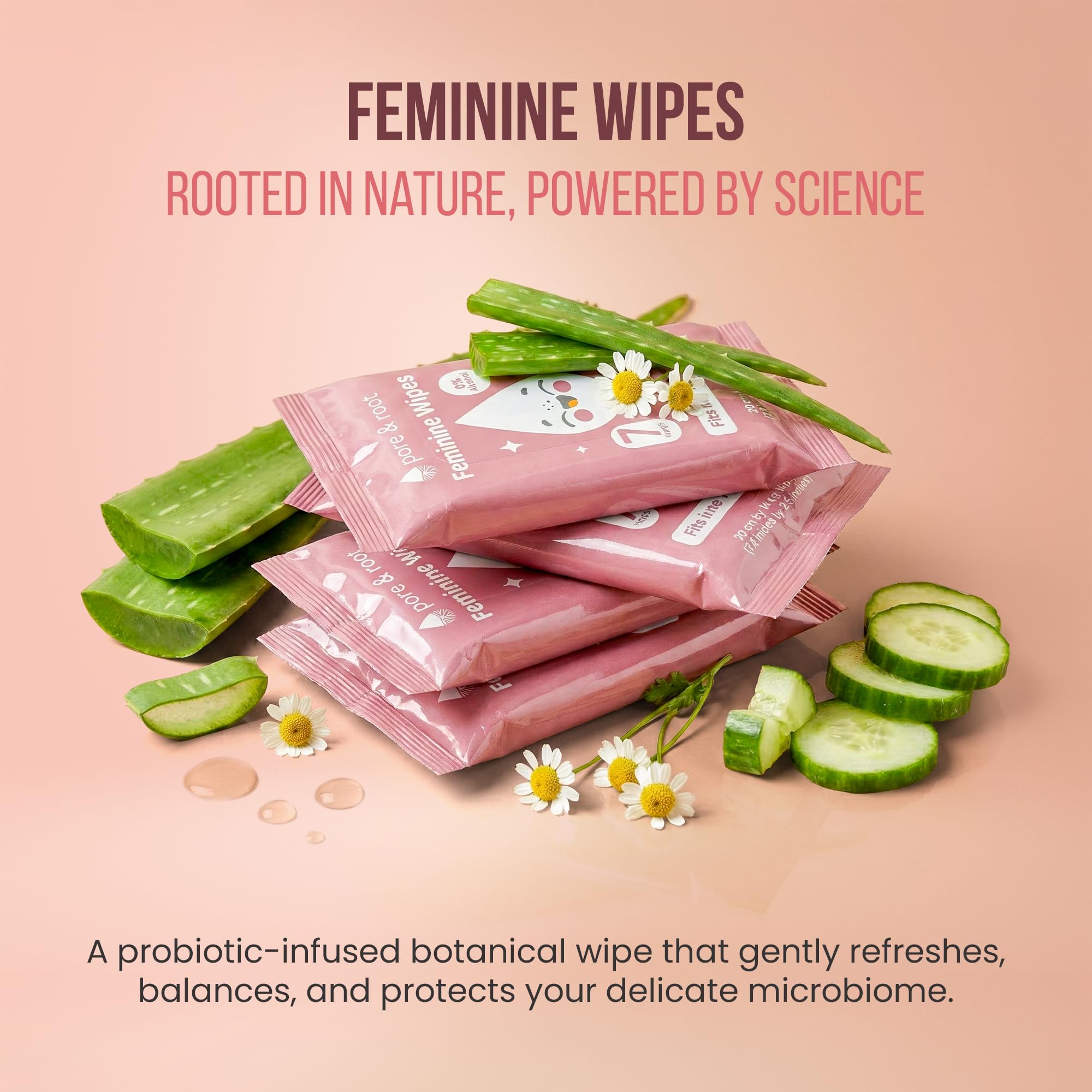 PORE & ROOT Feminine Wipes – Pocket Wipes for Sensitive Skin, Fragrance & Alcohol-Free, Travel-Friendly, Individually Wrapped, with Aloe & Lactic Acid, Gentle Daily Refresh– (08 Pack)