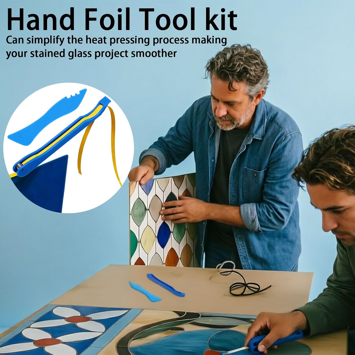 2pcs Stained Glass Tools,Hand Foiler for Stained Glass,Stained Glass Supplies,Stain Glass Tools and Supplies,Table Foiler for Stained Glass,Durable and Ergonomic,for Hobbyists and Professionals Alike