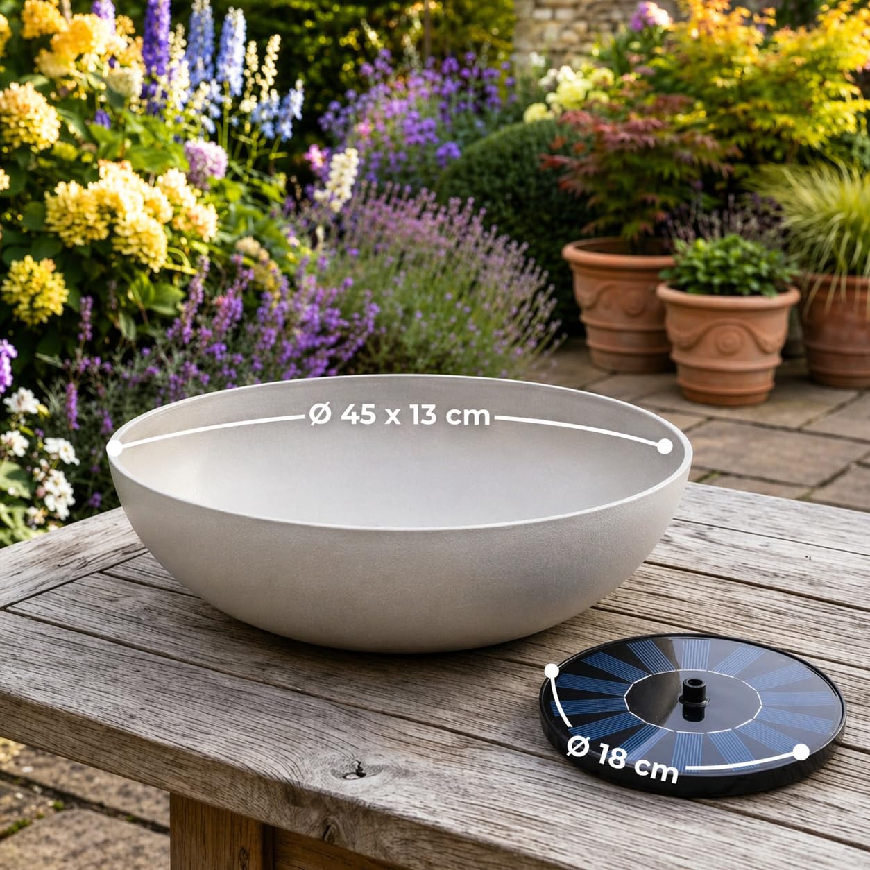 matches21 HOME & HOBBY Set di fontane solari per esterni, profondità 45 cm, colore grigio come fontana da giardino