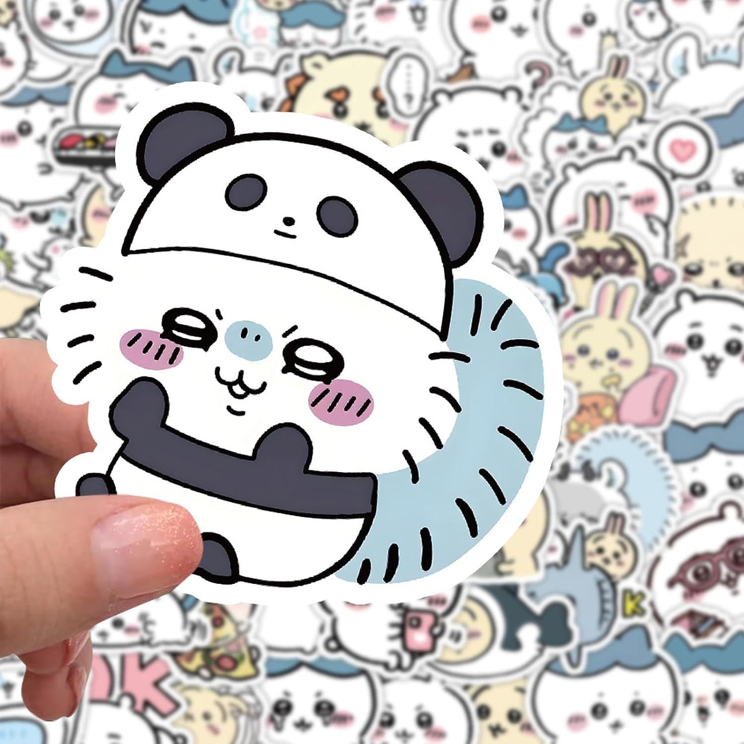 60pcs Kawaii Chiikawa Stickers for Kids Travel Case,Cute Japanese Cartoon Vinyl Stickers Funny Trendy Waterproof Decals for Teens Water Bottle Phone Journal Guitar Skateboard image 2