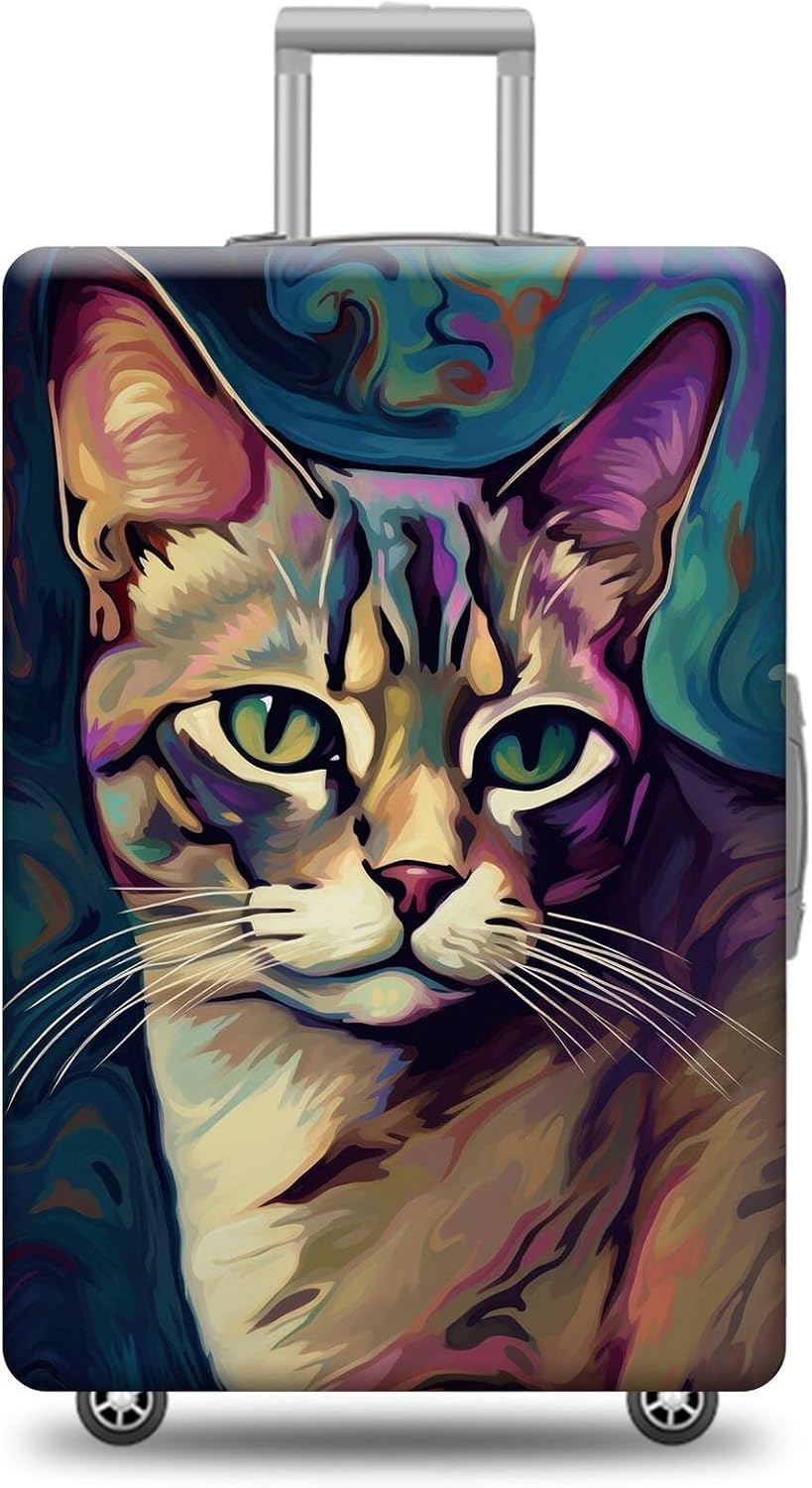 Personalized Luggage Cover Cute American Shorthair Siamese Cat Suitcase Protector Washable Elastic Baggage Cover For Pet Lovers Fits 18"-32" Luggage Style 8