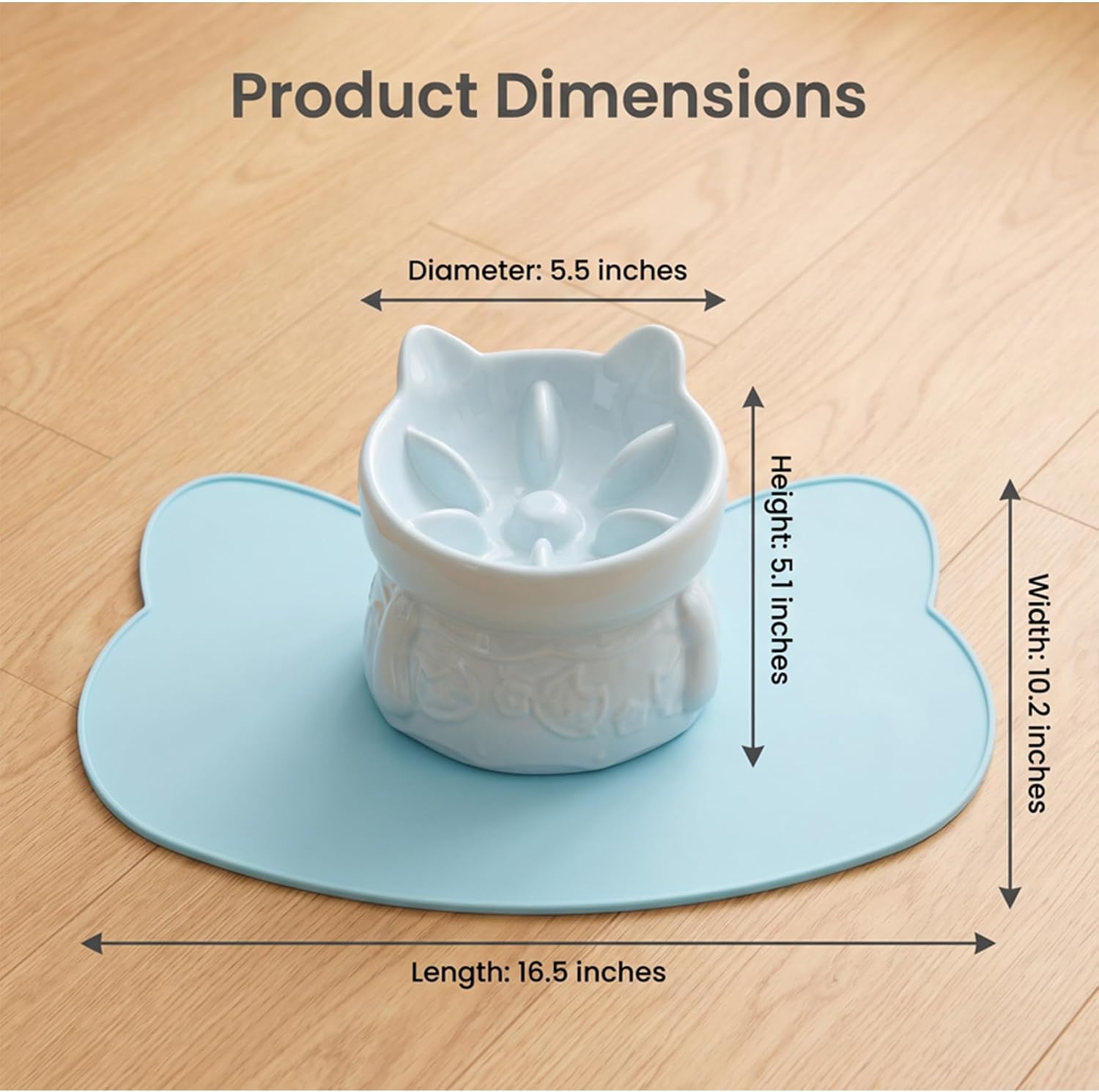 Ceramic Slow Feeder Cat Bowl, Raised Puzzle Feeder, Anti Vomiting Cat Slow Feeding, Elevated Food Bowl, Whisker Friendly Pet Bowl (Blue)
