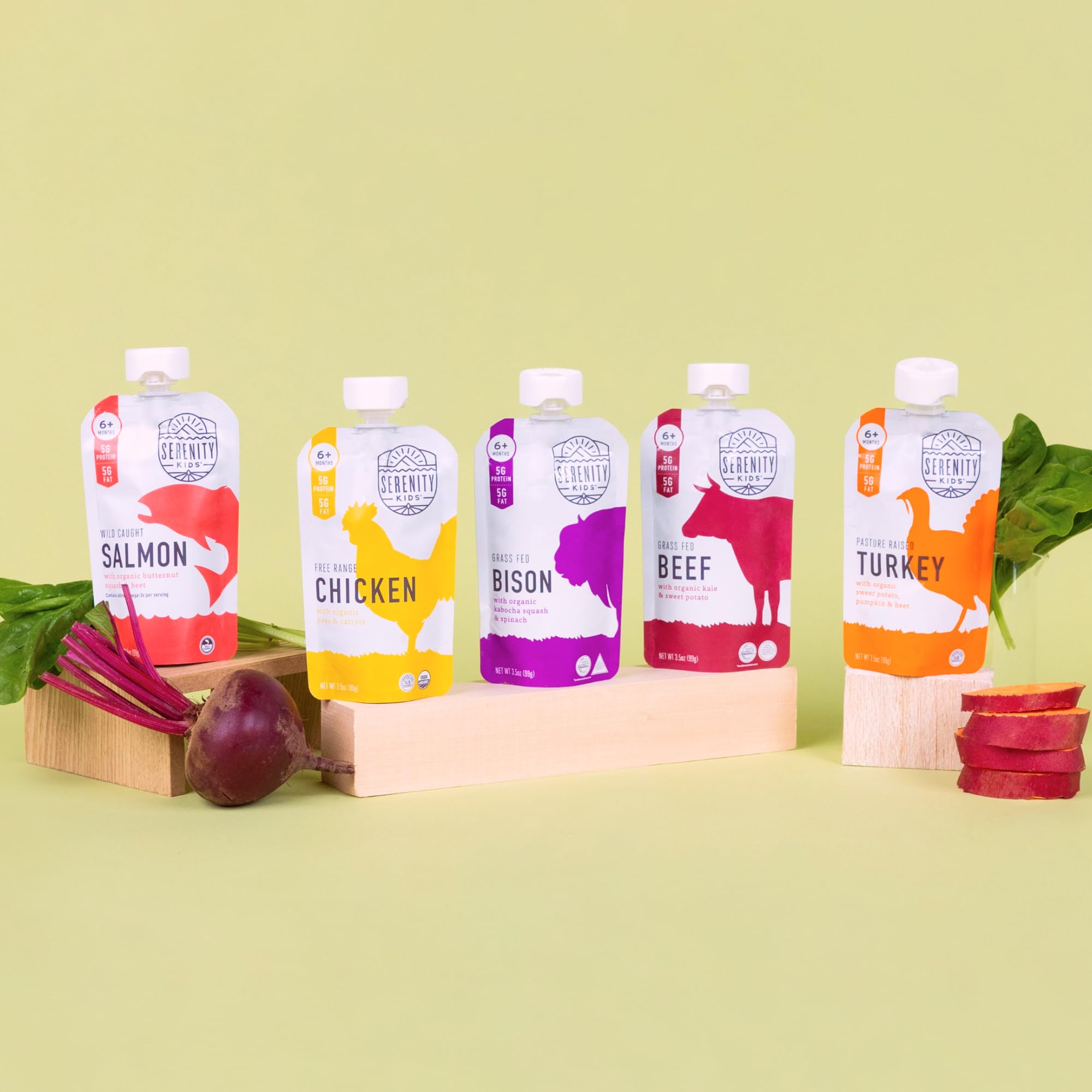 Serenity Kids 6+ Months Ethically Sourced Meat Baby Food Puree Pouches Variety Pack - 18 count (3.5 oz pouches) - No Added Sugar or Sugary Fruits - BPA & Allergen Free Natural Ingredients