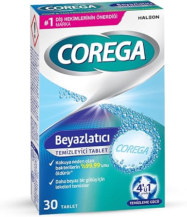 Corega Beyazlat c  Temizleyici Tablet, 30 Adet, Takma Di  Bak m