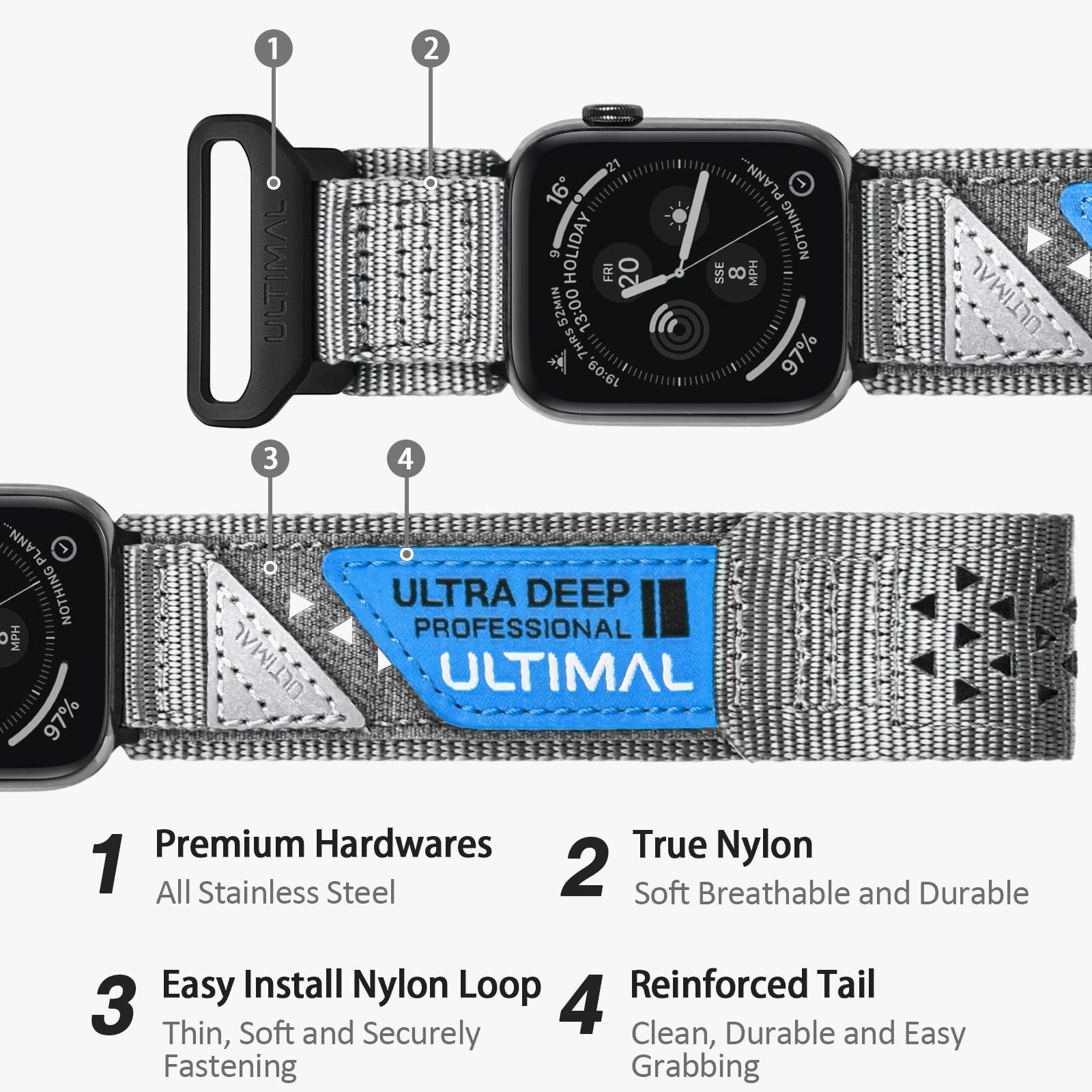 ULTIMAL Compatible with Apple Watch Straps 49mm 46mm 45mm 44mm - Image 3