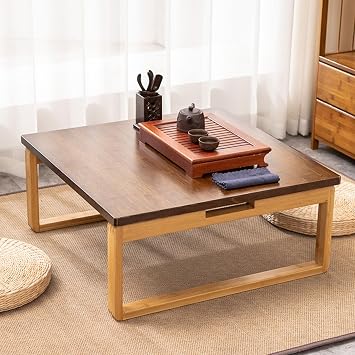 Bay window small table folding table Japanese home tatami square table solid wood bed study desk computer low tablesmall dining table for homework and eating,Suitable for sitting on the floorB,60*60*