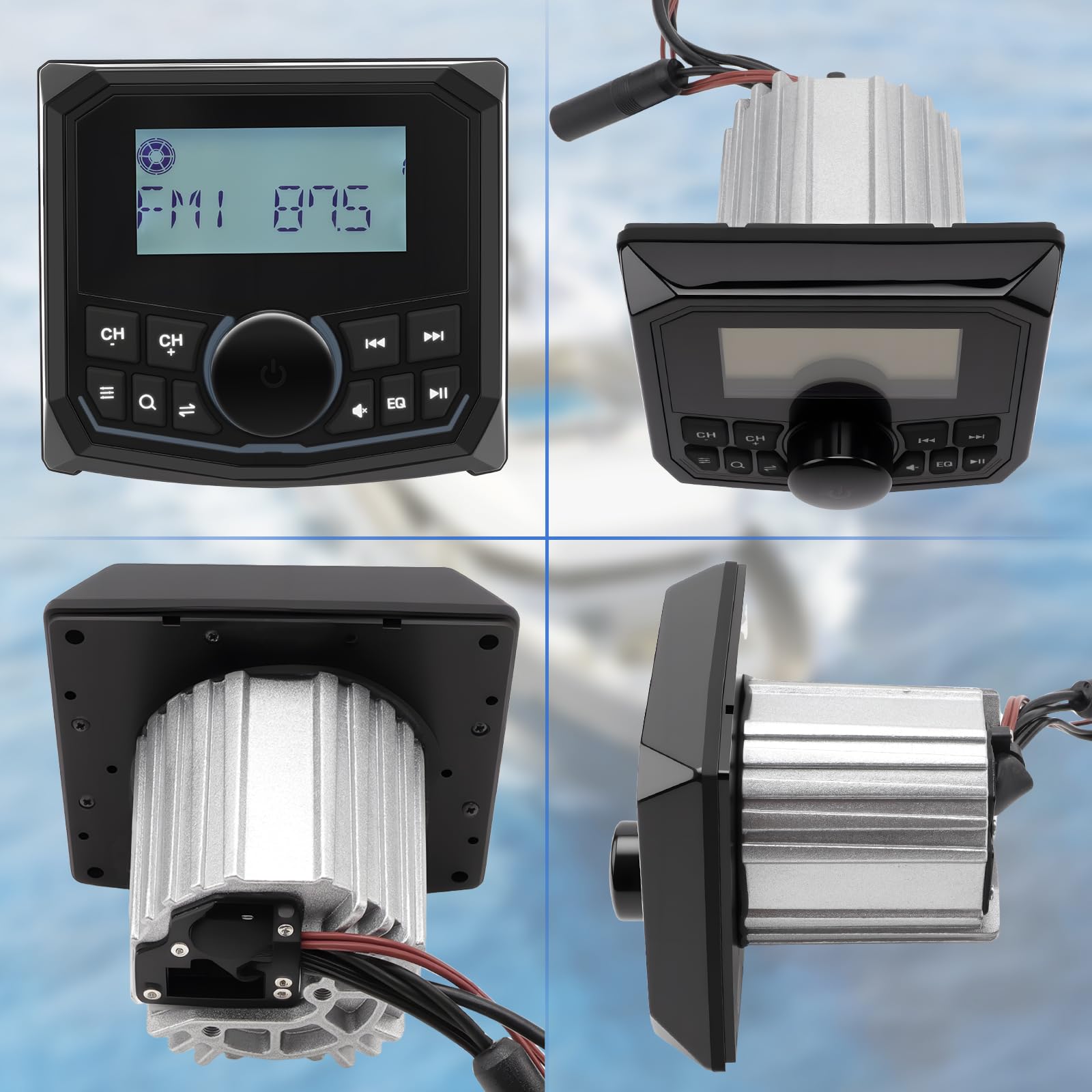Marine Stereo Radio MP3 Player Receptor FM AM DAB+ Reproductor 12V Estéreo Marina Impermeable BT Conexión Equipo Música Barcos para Boot Barcos Yates Marine