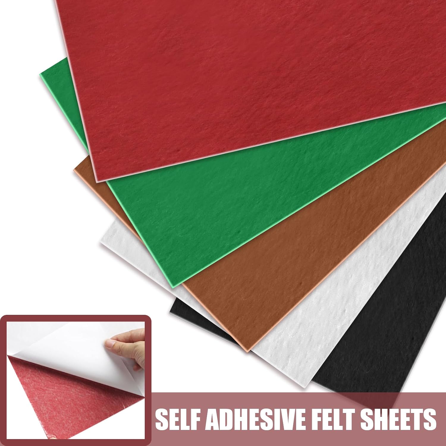 Bonsicoky Red Self Adhesive Felt Sheets, 10 Pack, A4 Size (8" x 12") image 3