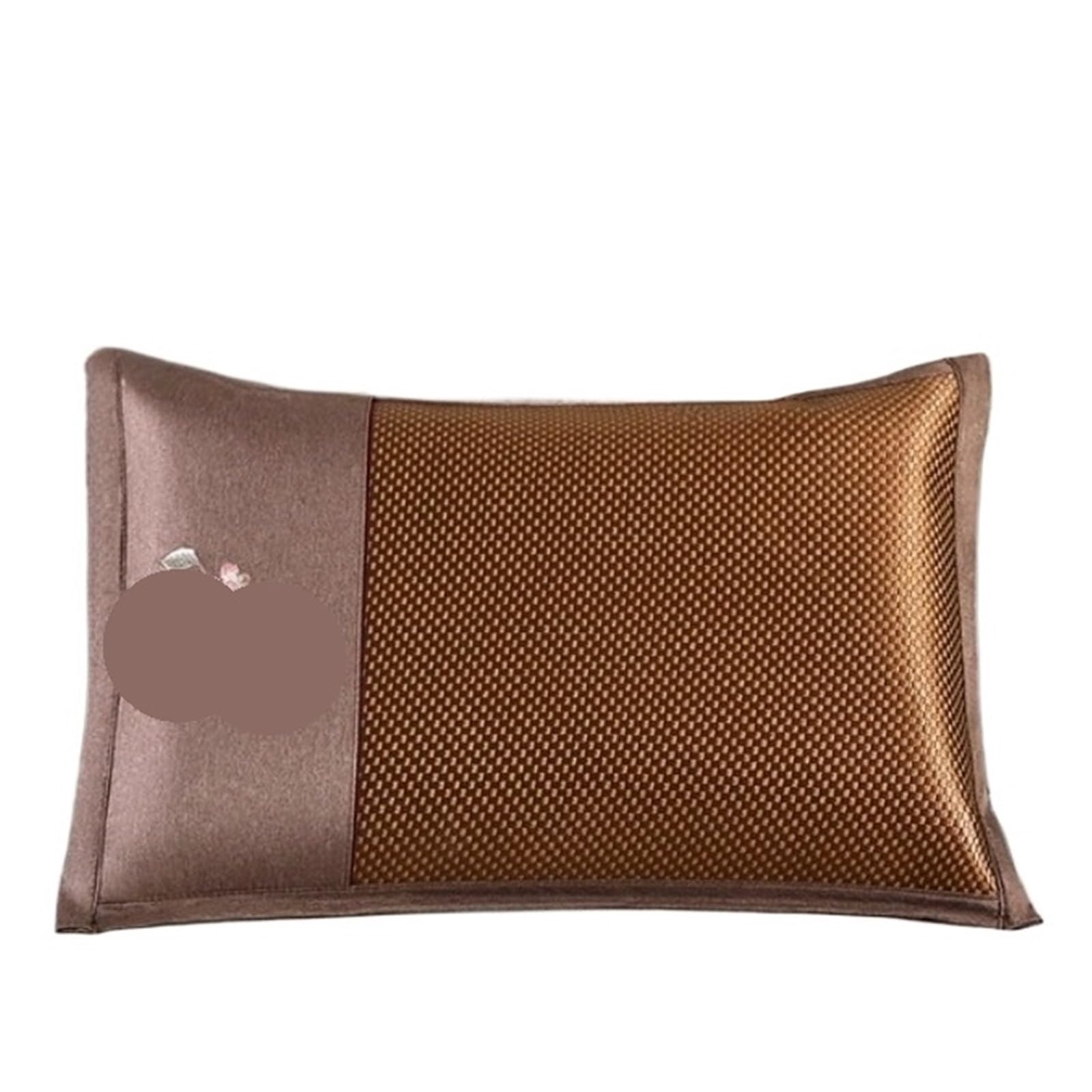 PJFCEWFDGX 1PCS Spring And Summer Embroidered Ice Vine Cool Pillow To Help Sleep Dormitory Silk(Coffee)
