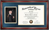 Vista 22 de GraduationMall Marco de diploma de madera de cerezo de 11 x 17 pulgadas con soporte de borla para documentos de certificado de 8.5 x 11, vidrio