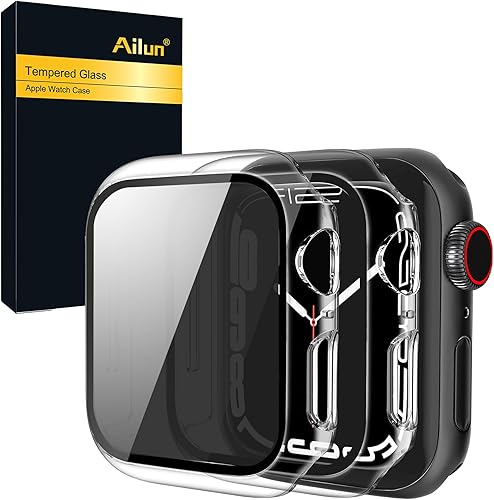 Ailun Funda protectora de pantalla de privacidad para Apple Watch Series 9, 8 y 7 1.77 pulgadas, carcasa rígida ultrafina de policarbonato integrado