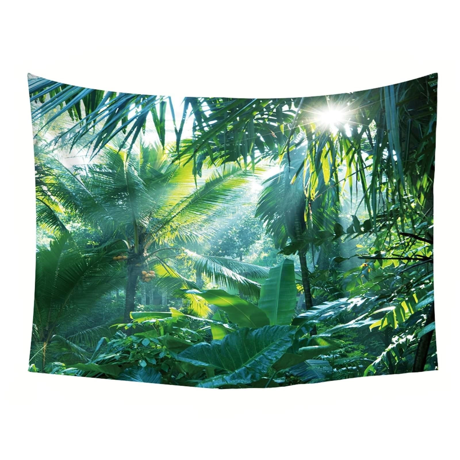 Wycian Tapiz de pared de 300 cm para colgar en la pared, plantas, exteriores, XL, verde, plantas tropicales, microfibra, 300 x 256 cm (ancho x alto)