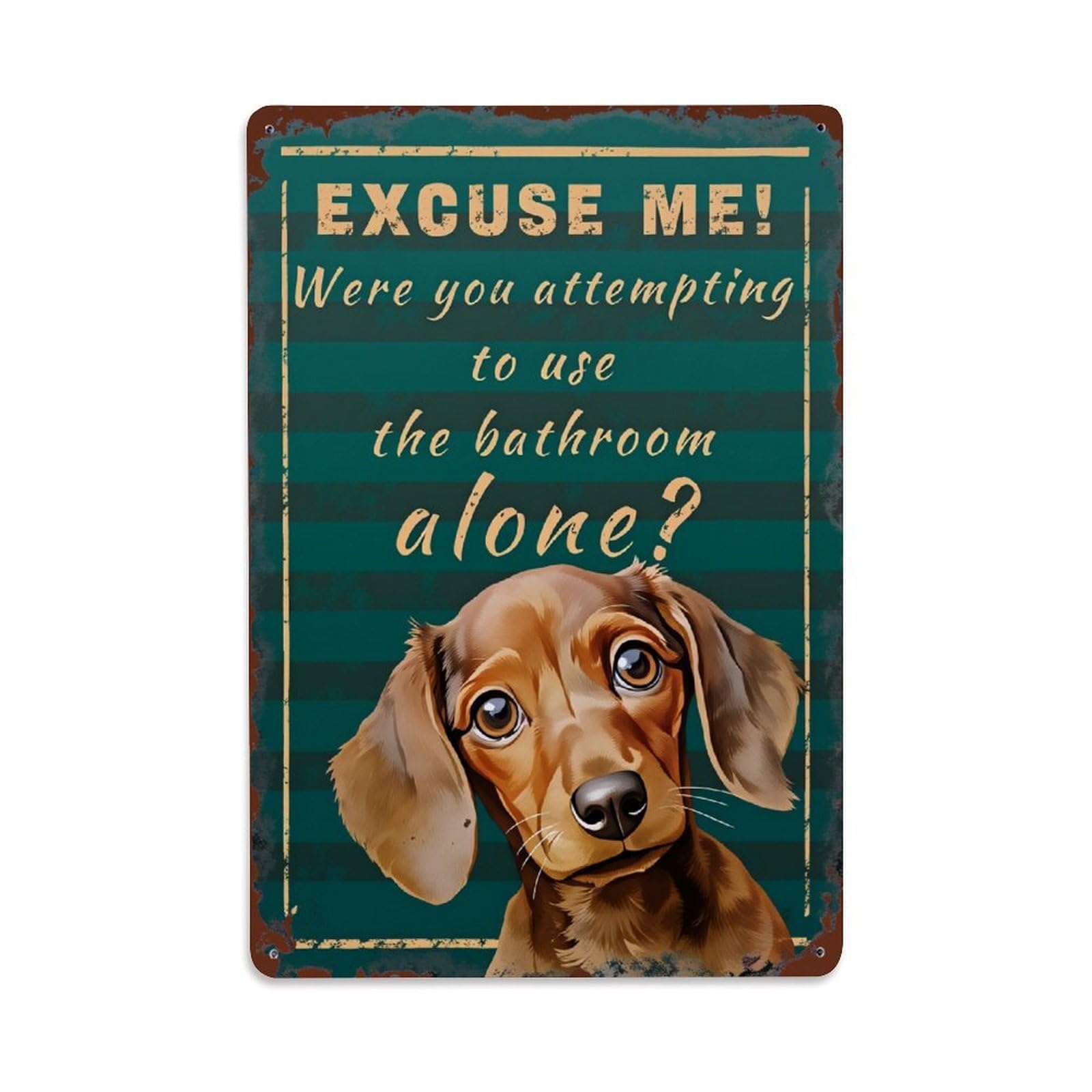 Enderetf Vintage Dog Bathroom Humor Sign Art Tin Sign Metal Poster, Home Bar Garage Man Cave Cafe Indoor & Outdoor Wall Decoration 8X12inches