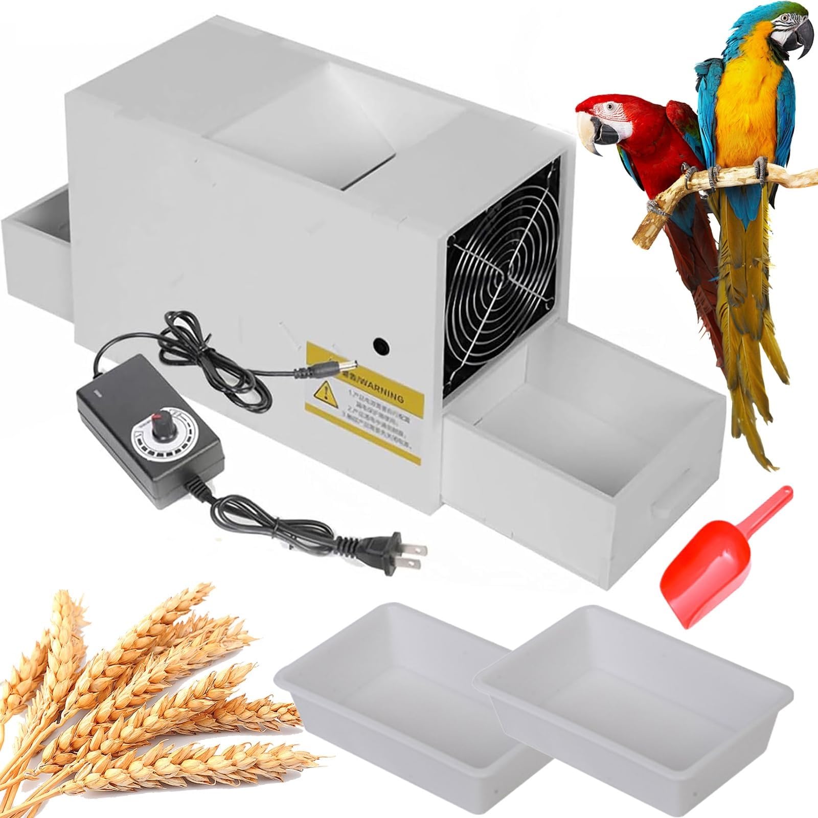 Divisor De Cáscara Soplada For Alimento For Pájaros Con Cajón Doble,Máquina Aventadora Eléctrica De Limpieza De Granos Con Velocidad Ajustable,Máquina Limpiadora De Semillas For Pájaros For Mijo,Grano