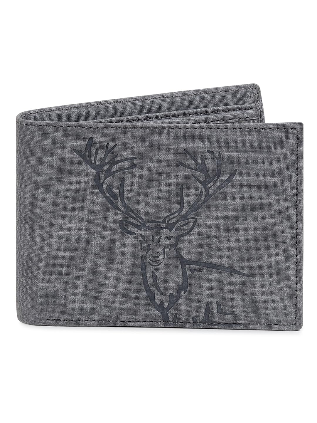 Vegan Leather Wallet for Men | Vintage Printed | Premium Vegan Leather Craftsmanship | 3 Card Slots I 2 Cash Compartments & Secret Slots | 1 CoinPocket (Deer, Dark Grey)-image-35