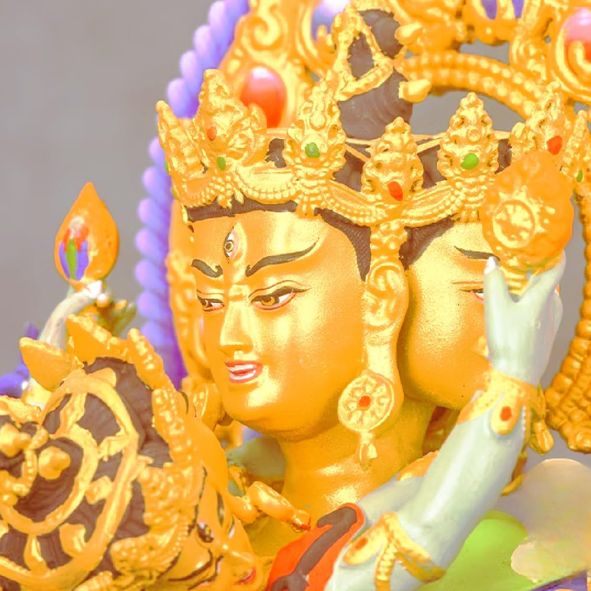 Escultura de estatua de Buda de meditación de 10,5 pulgadas, decoración de estatua de Buda Guhyasamāja Tantra, colorida estatua de Buda de bronce antiguo, altar de meditación en el hogar, sala de esta