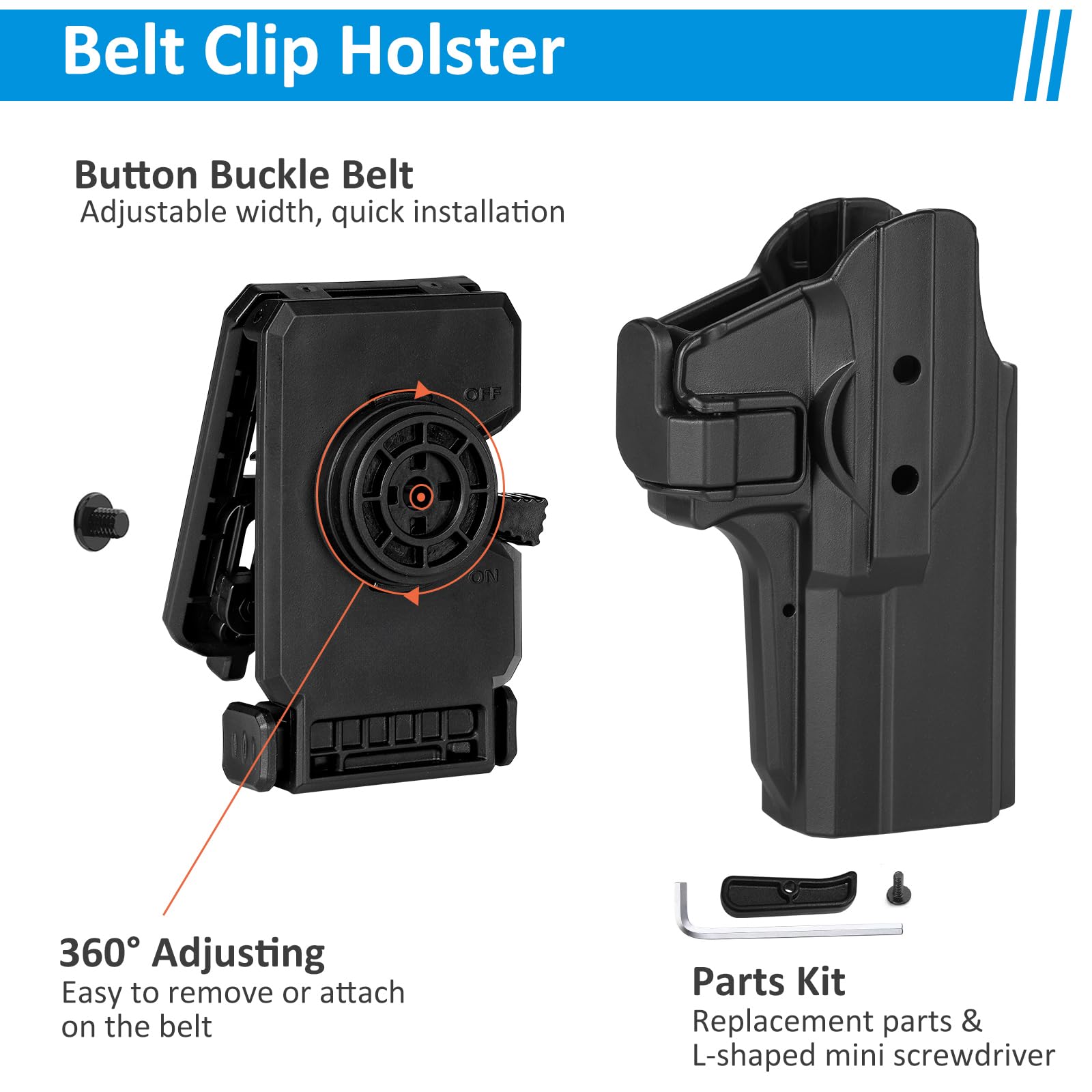 Fondina per Pistola Glock efluky, Compatibile con Glock 17/19/19X/22/23/31/32 (Gen1-5), Nero, Ambidestra