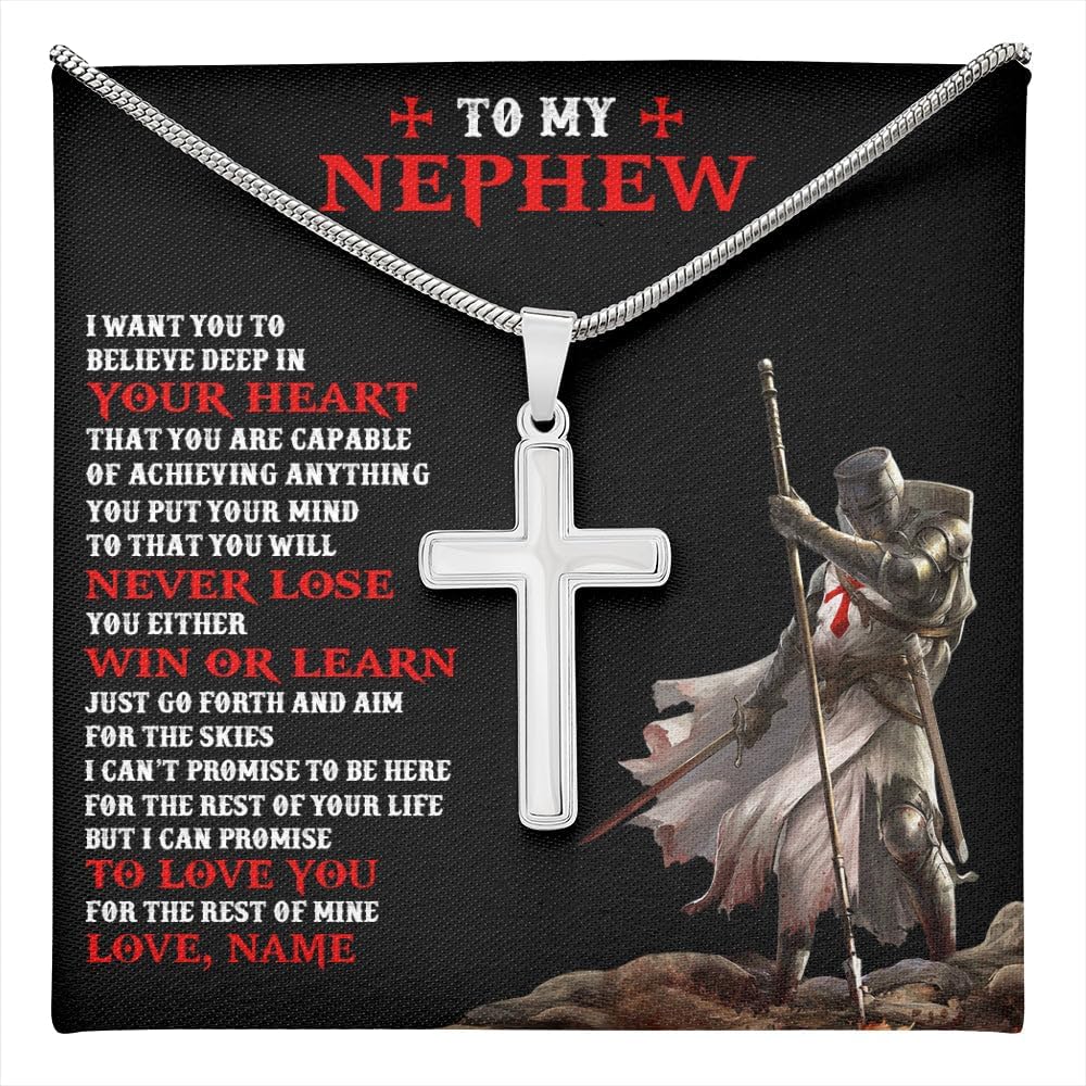 Yametee Personalized To My Bonus Son Knight Templar Necklace From Stepdad Stepmom You Will Never Lose Stepson Birthday Gifts Christmas Customized Gift Box Message Card