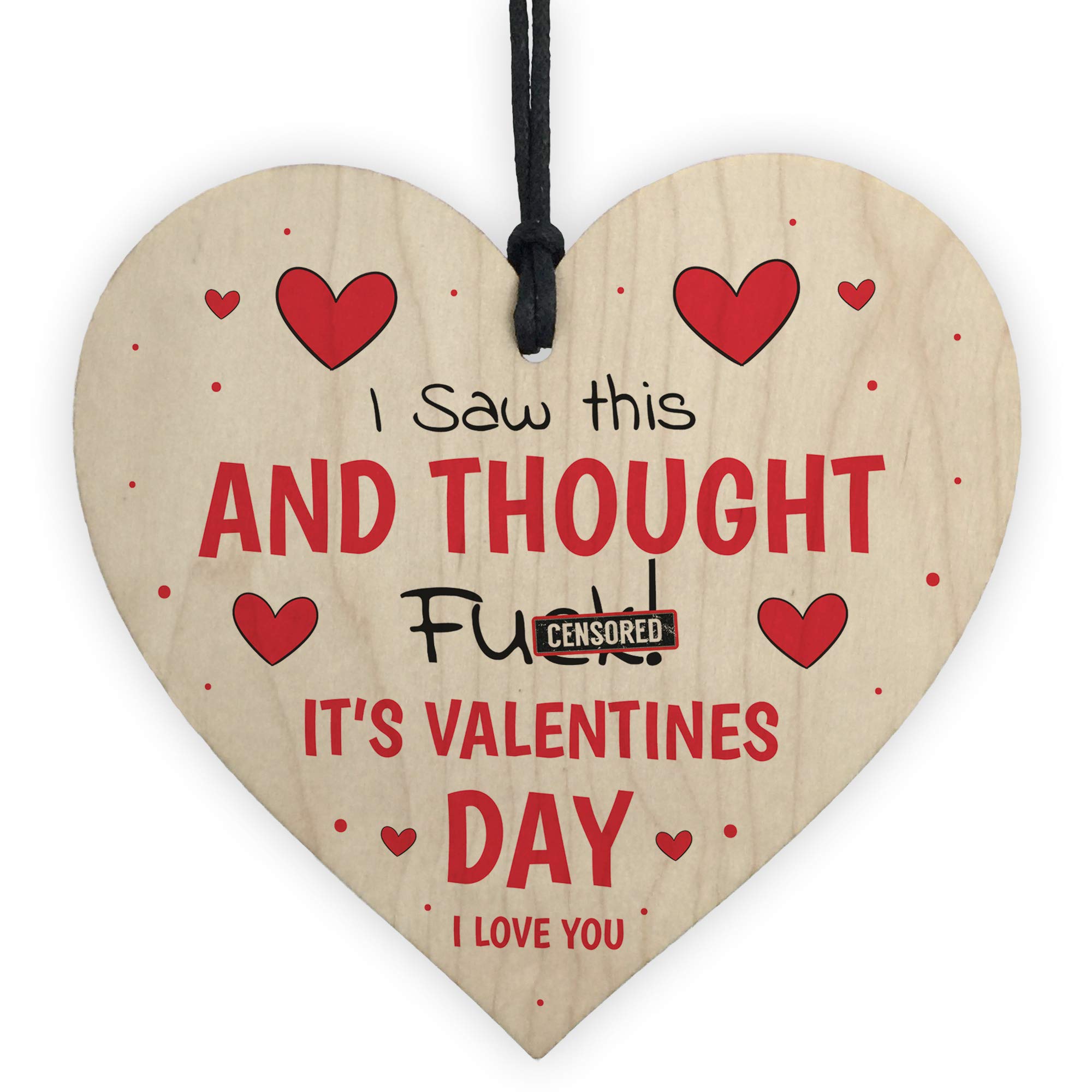 Red Ocean Funny Rude Valentines Day Gift For Boyfriend Girlfriend Novelty Wooden Heart Sign Gift For Him Her