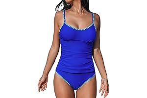 CUPSHE Women’s Tankini Sets Scoop Neck Two Piece Swimsuit Mid Rise Adjustable...