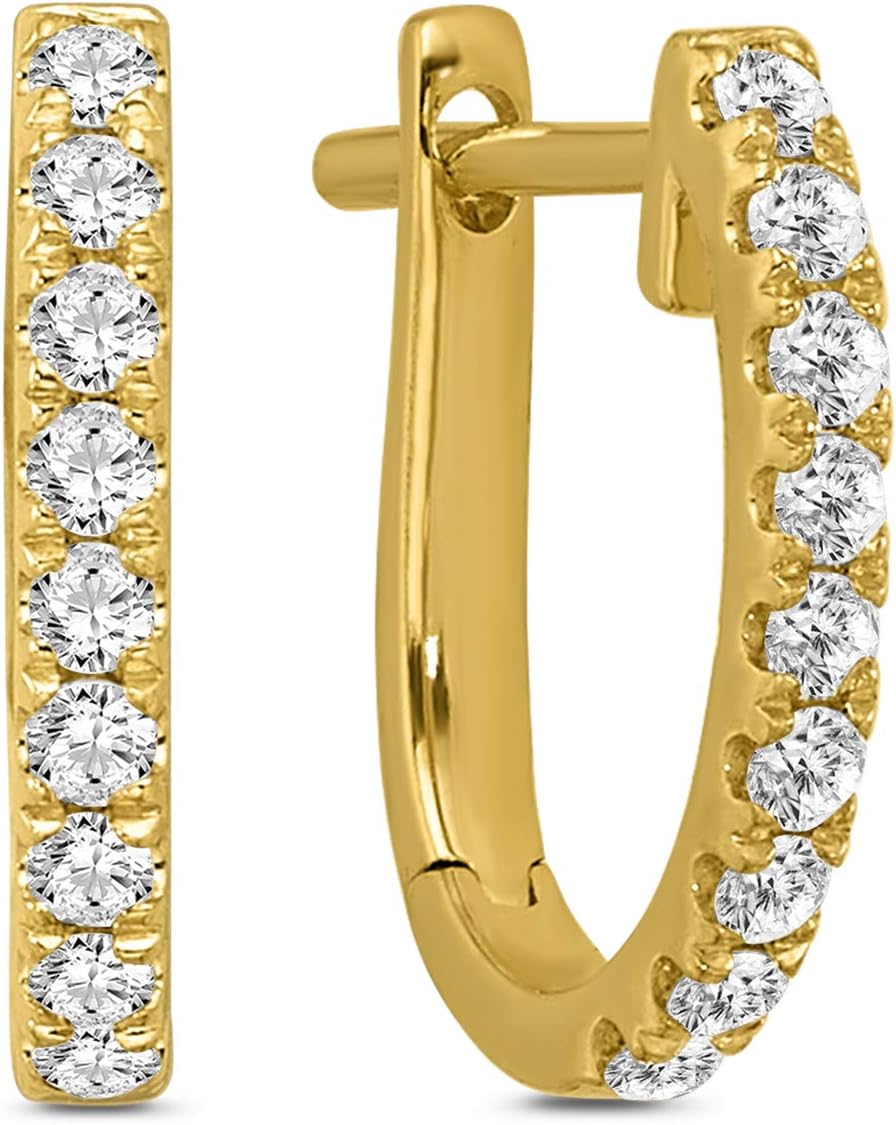 10K Yellow Gold Diamond Oval Hoop Earrings (1/5 cttw, I-J Color, I2-I3 Clarity)