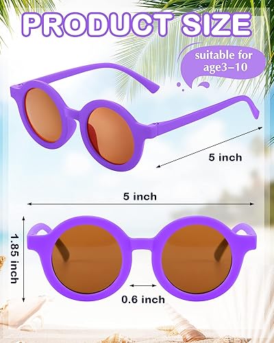 Miniatura 2 de Flutesan 24 pares de lentes de sol redondos para niños, lindos lentes de sol circulares retro para niños y niñas, niños pequeños al aire libre UV,