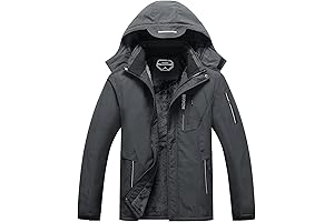 SUOKENI Men's Waterproof Ski Jacket Warm Winter Snow Coat Hooded Raincoat