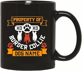 Personalised Gift with Design of French Bulldog and Border Collie Dog Names Perfect Gift for Dog Lovers 11oz 15oz Black Coffee Mug