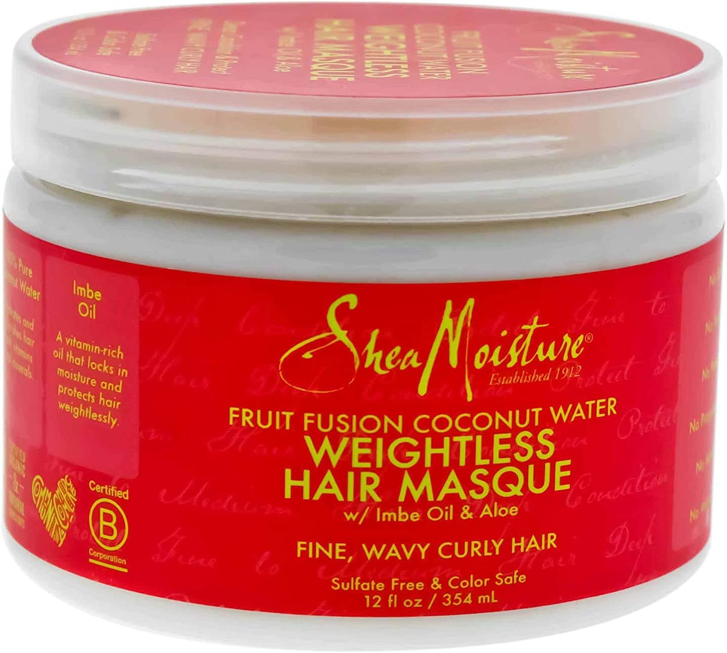 Shea Moisture Fruit Fusion Coconut Water Weightless Hair Masque, 12 Ounce (Pack of 3)