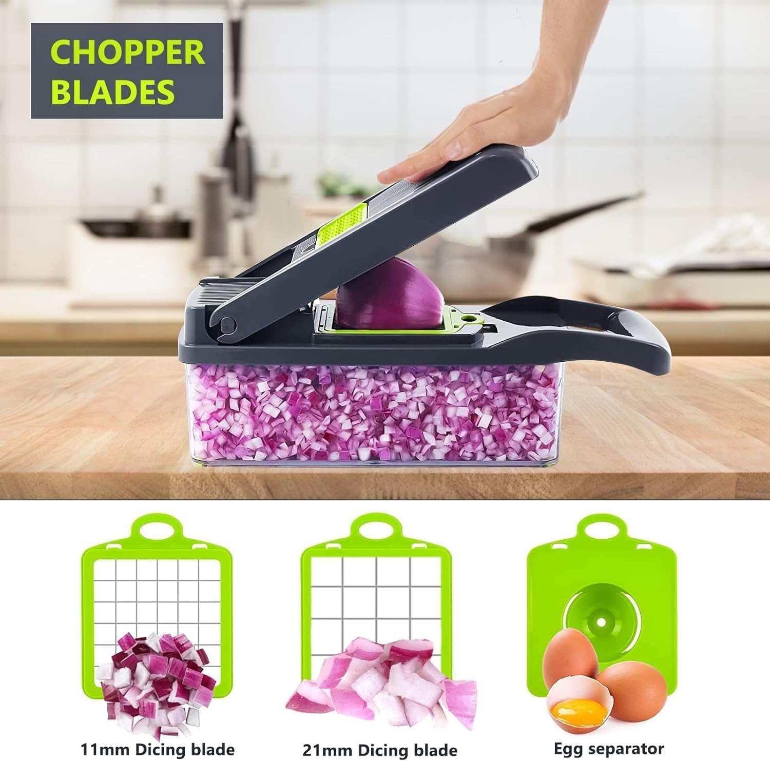 Vegetable Chopper, Onion Chopper, Mandolin Slicer,Pro 12 in 1professional food Choppermultifunctional Vegetable Chopper and Slicer, Dicing Machine, AdjustableVegetable Cutter With Container