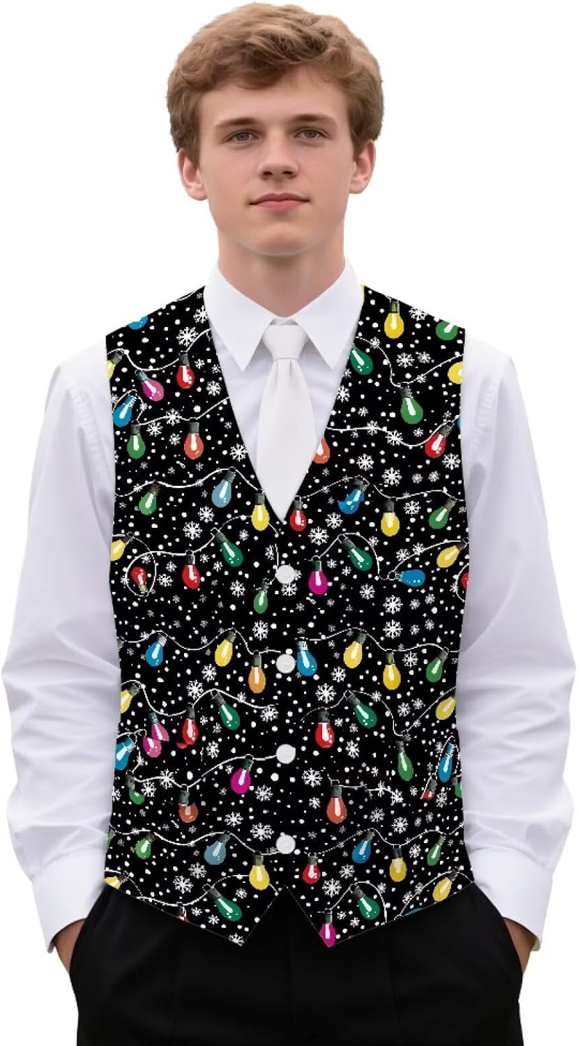 Men's Suit Vest Slim Fit Formal Business Waistcoat Tuxedo V Neck 4 Buttons Vests with Pockets for Wedding