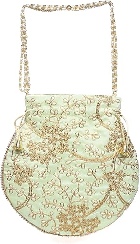 RIANGI Decoración tradicional india bordada a mano con perlas de imitación florales regalos de regreso de boda para inauguración de la casa bolsas