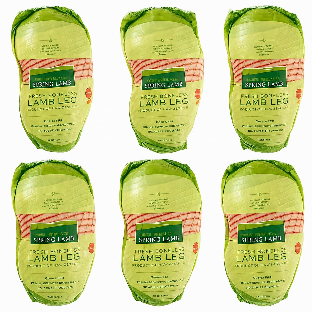 [Pack of 6] Boneless Leg of Lamb – Halal Certified, Grass-Fed, Raised Without Antibiotics or Hormones – Approx. 5 lbs Each (Total 30 lbs) – Premium Quality, Tender & Flavorful – Shipped Frozen with Insulated Cooler & Ice Packs
