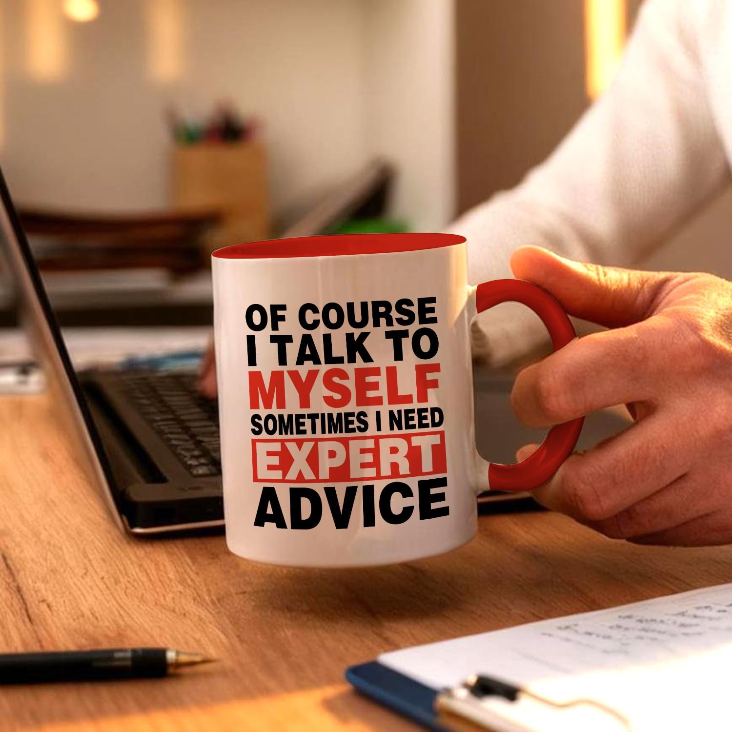Funny Office Coffee Mug, Of Course I Talk to Myself Sometimes I Need Expert Advice, 11oz Ceramic Coffee Tea Cup, Sarcastic Office Gifts for Boss Coworker, Birthday Gifts for Women Men Friend - Image 6