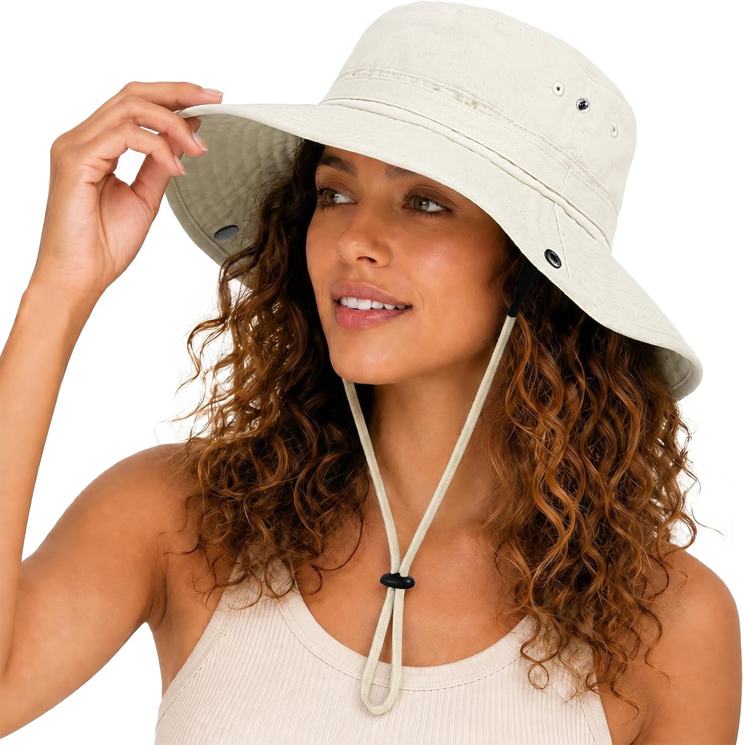 Womens Satin Lined Sun Hat Wide Brim Washed Cotton Sun Hat with Satin Lining for Outdoor Beach Travel Hiking