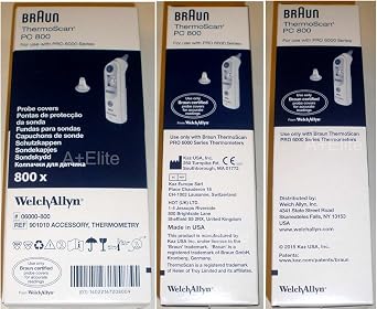 Welch Allyn Braun Thermoscan PRO 6000 Ear Thermometer Probe Covers 800/BX